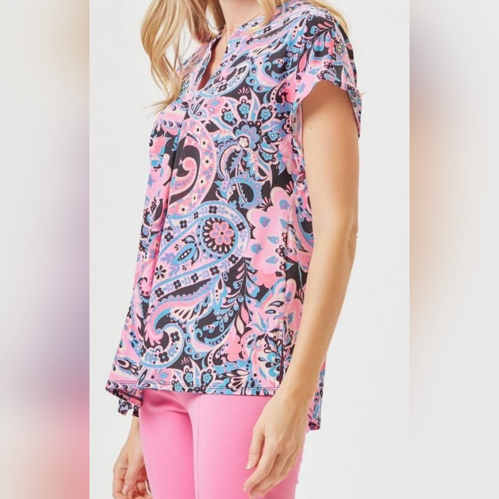 Scarlett Pink and Blue Floral Top